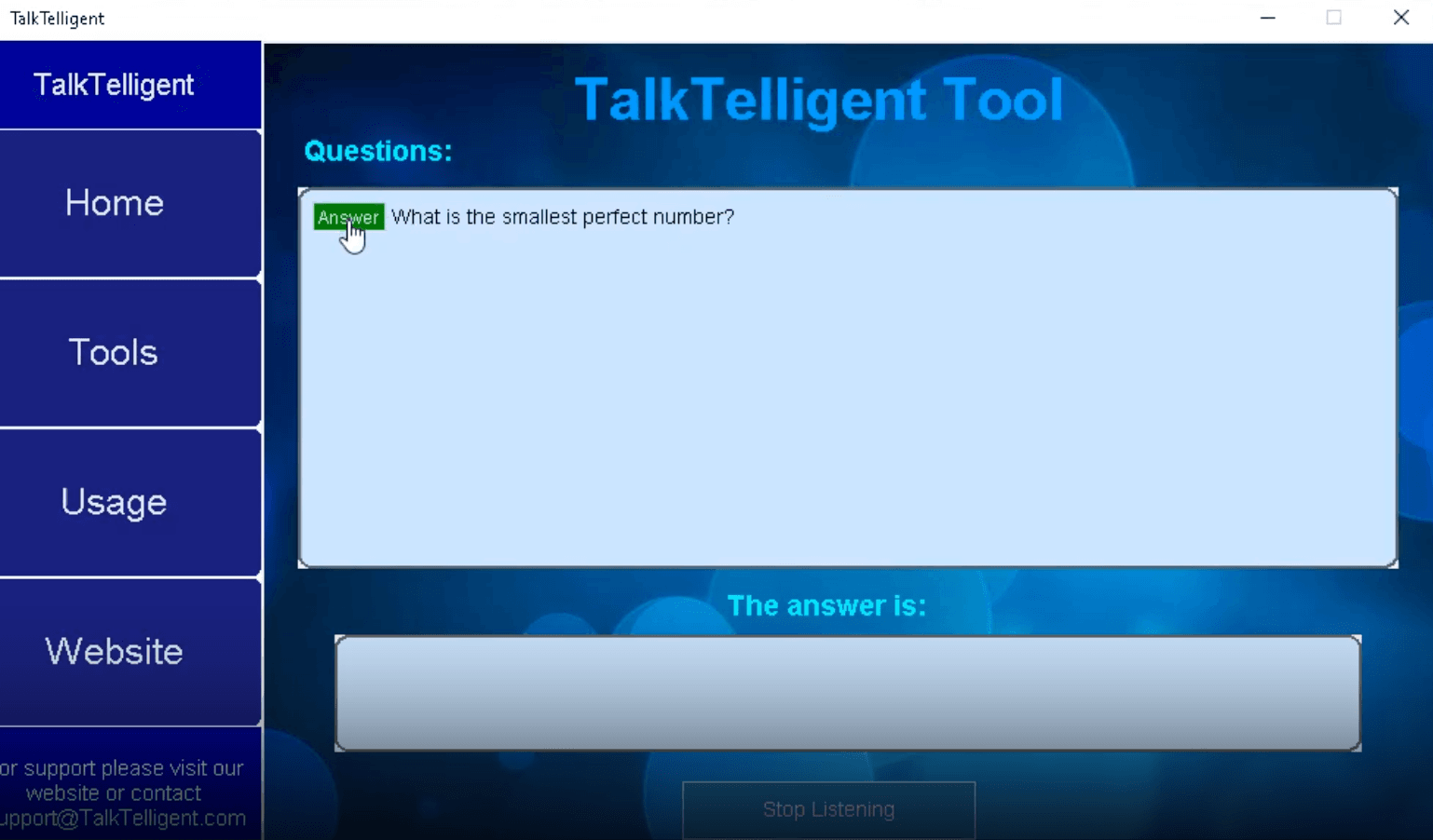 The utilization of the software TalkTelligent